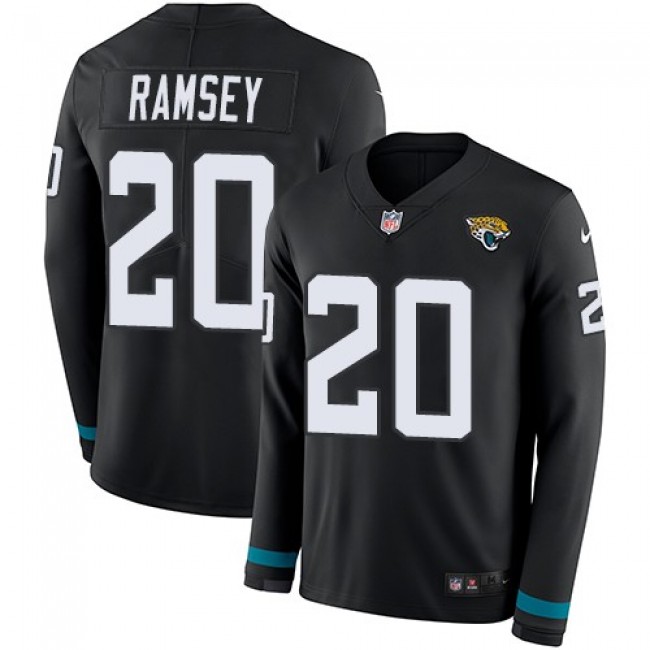 Nike Jaguars #20 Jalen Ramsey Black Team Color Men's Stitched NFL Limited Therma Long Sleeve Jersey