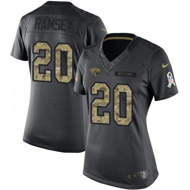Women's Jaguars #20 Jalen Ramsey Black Stitched NFL Limited 2016 Salute to Service Jersey