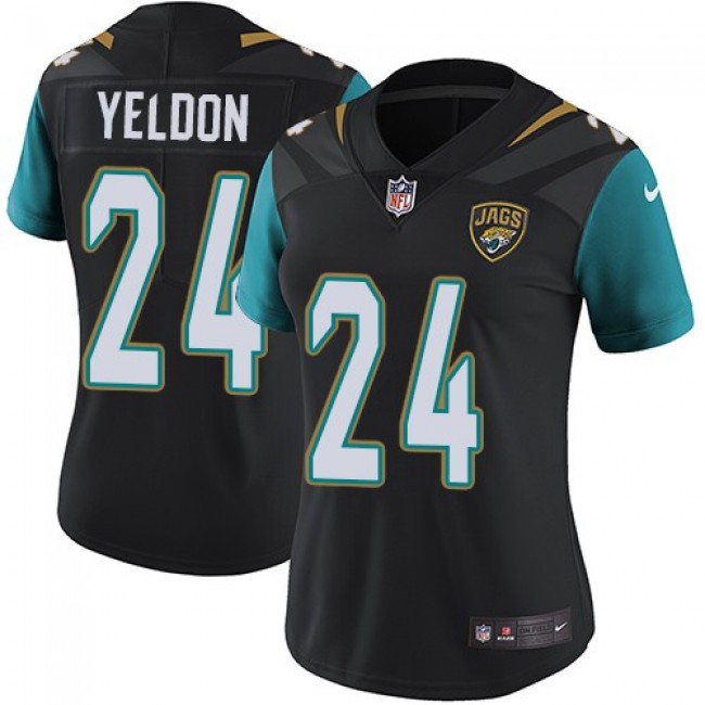 Women's Jaguars #24 T.J. Yeldon Black Alternate Stitched NFL Vapor Untouchable Limited Jersey