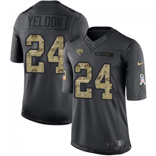 Jacksonville Jaguars #24 T.J. Yeldon Black Youth Stitched NFL Limited 2016 Salute to Service Jersey