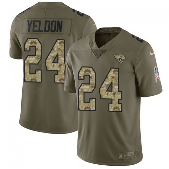 Jacksonville Jaguars #24 T.J. Yeldon Olive-Camo Youth Stitched NFL Limited 2017 Salute to Service Jersey