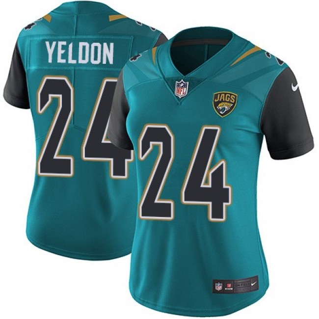 Women's Jaguars #24 T.J. Yeldon Teal Green Team Color Stitched NFL Vapor Untouchable Limited Jersey