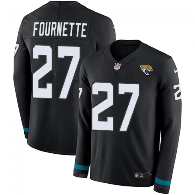Nike Jaguars #27 Leonard Fournette Black Team Color Men's Stitched NFL Limited Therma Long Sleeve Jersey