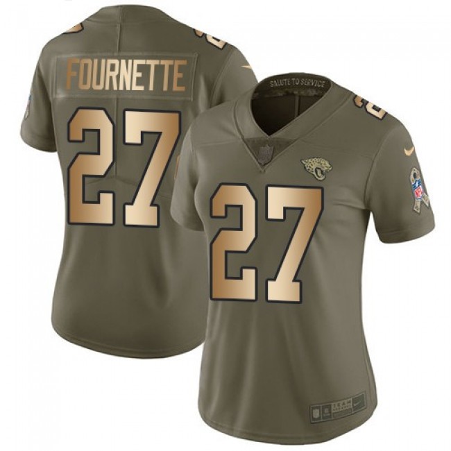 Women's Jaguars #27 Leonard Fournette Olive Gold Stitched NFL Limited 2017 Salute to Service Jersey