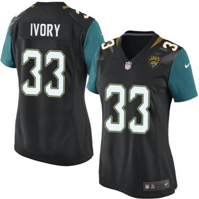 Women's Jaguars #33 Chris Ivory Black Alternate Stitched NFL Elite Jersey
