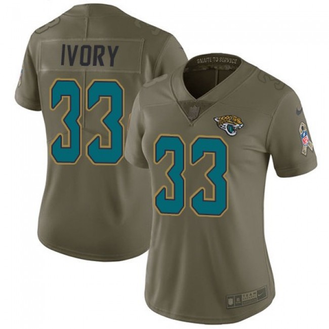 Women's Jaguars #33 Chris Ivory Olive Stitched NFL Limited 2017 Salute to Service Jersey