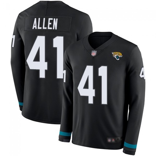 Nike Jaguars #41 Josh Allen Black Team Color Men's Stitched NFL Limited Therma Long Sleeve Jersey