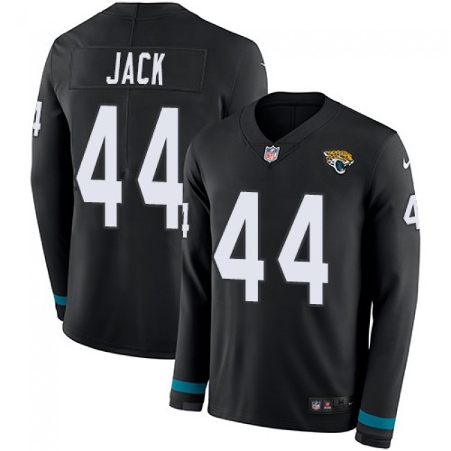 Nike Jaguars #44 Myles Jack Black Team Color Men's Stitched NFL Limited Therma Long Sleeve Jersey