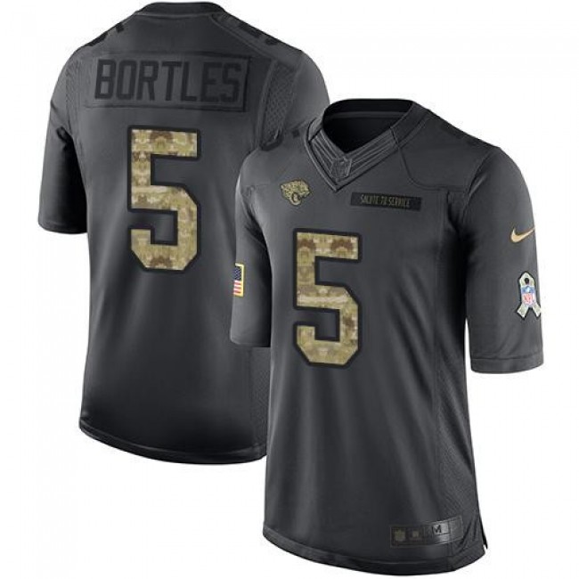 Jacksonville Jaguars #5 Blake Bortles Black Youth Stitched NFL Limited 2016 Salute to Service Jersey