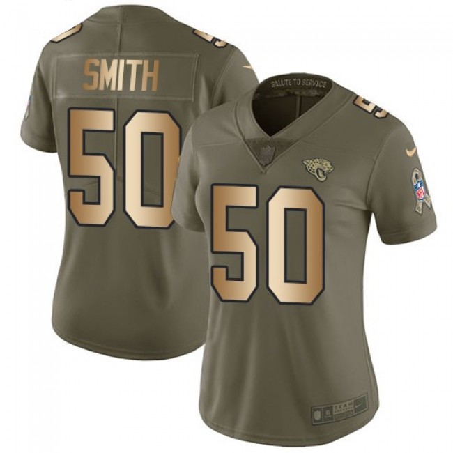 Women's Jaguars #50 Telvin Smith Olive Gold Stitched NFL Limited 2017 Salute to Service Jersey