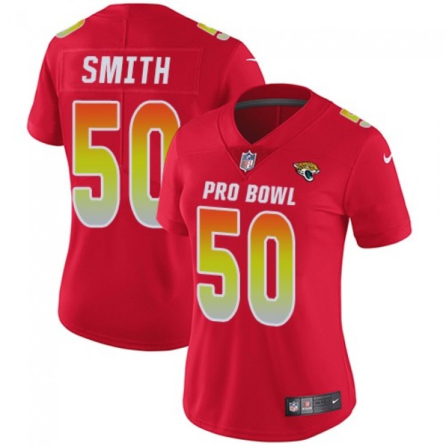 Women's Jaguars #50 Telvin Smith Red Stitched NFL Limited AFC 2018 Pro Bowl Jersey