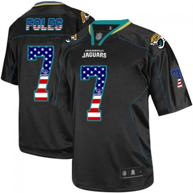 Nike Jaguars #7 Nick Foles Black Men's Stitched NFL Elite USA Flag Fashion Jersey