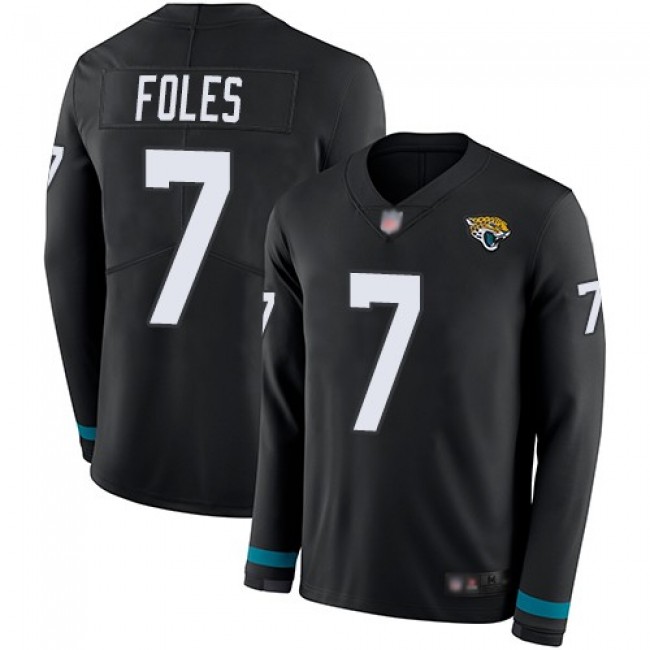 Nike Jaguars #7 Nick Foles Black Team Color Men's Stitched NFL Limited Therma Long Sleeve Jersey