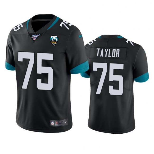 Nike Jaguars #75 Jawaan Taylor Black 25th Anniversary Vapor Limited Stitched NFL 100th Season Jersey