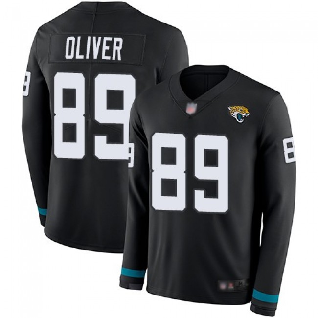 Nike Jaguars #89 Josh Oliver Black Team Color Men's Stitched NFL Limited Therma Long Sleeve Jersey