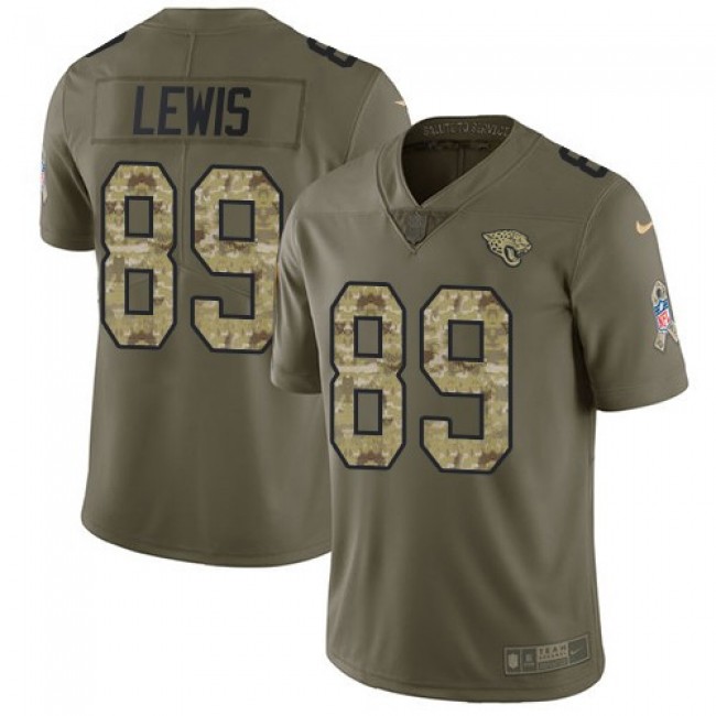 Jacksonville Jaguars #89 Marcedes Lewis Olive-Camo Youth Stitched NFL Limited 2017 Salute to Service Jersey