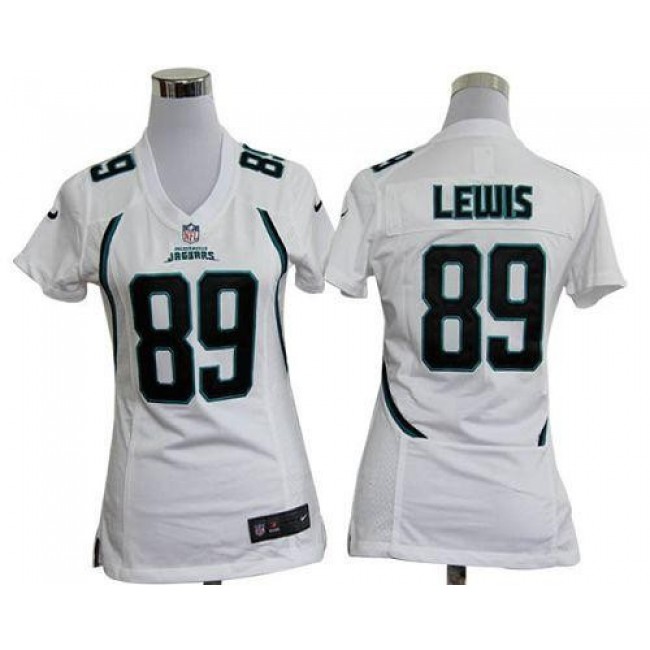 Women's Jaguars #89 Marcedes Lewis White Stitched NFL Elite Jersey