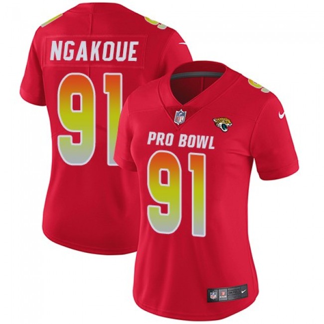 Women's Jaguars #91 Yannick Ngakoue Red Stitched NFL Limited AFC 2018 Pro Bowl Jersey