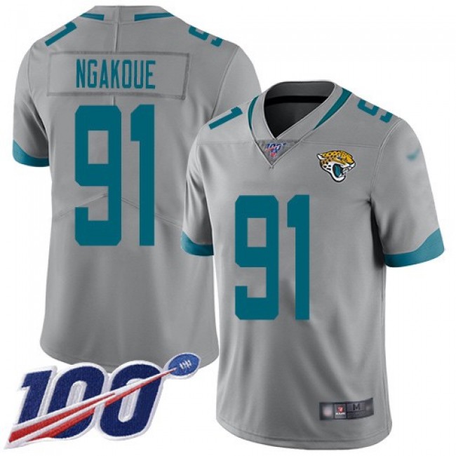 Nike Jaguars #91 Yannick Ngakoue Silver Men's Stitched NFL Limited Inverted Legend 100th Season Jersey