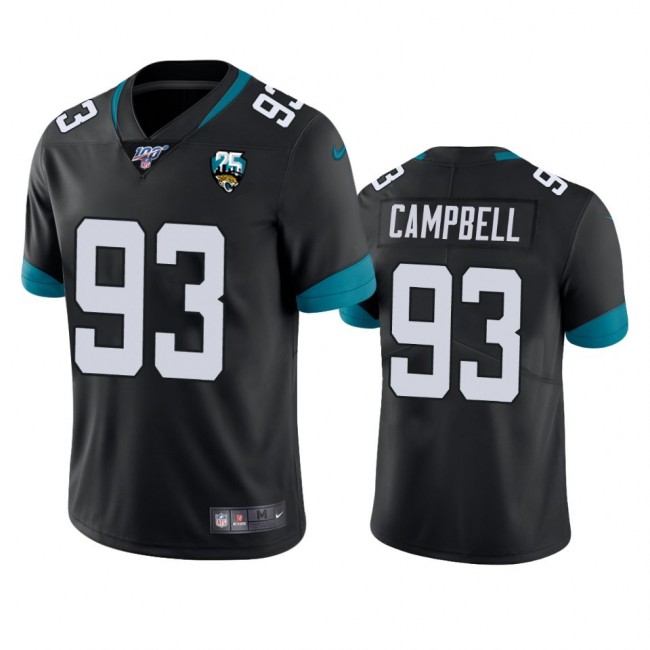 Nike Jaguars #93 Calais Campbell Black 25th Anniversary Vapor Limited Stitched NFL 100th Season Jersey