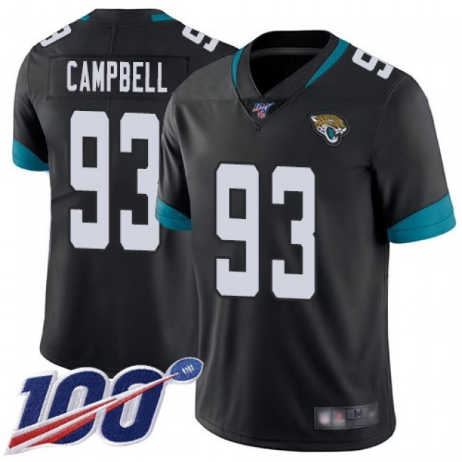 Nike Jaguars #93 Calais Campbell Black Team Color Men's Stitched NFL 100th Season Vapor Limited Jersey