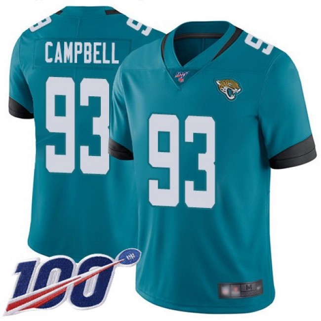 Nike Jaguars #93 Calais Campbell Teal Green Alternate Men's Stitched NFL 100th Season Vapor Limited Jersey