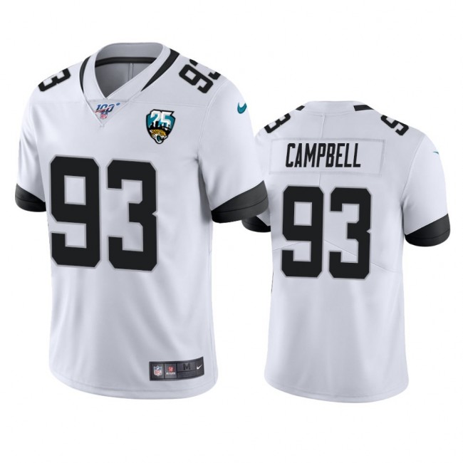 Nike Jaguars #93 Calais Campbell White 25th Anniversary Vapor Limited Stitched NFL 100th Season Jersey