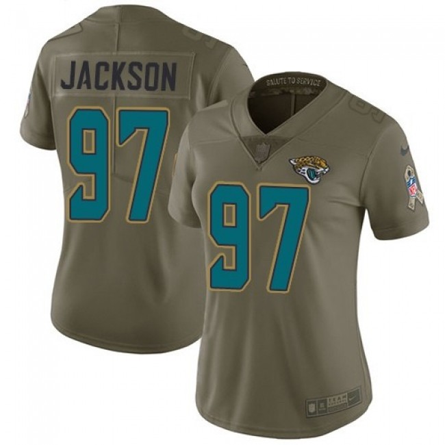 Women's Jaguars #97 Malik Jackson Olive Stitched NFL Limited 2017 Salute to Service Jersey