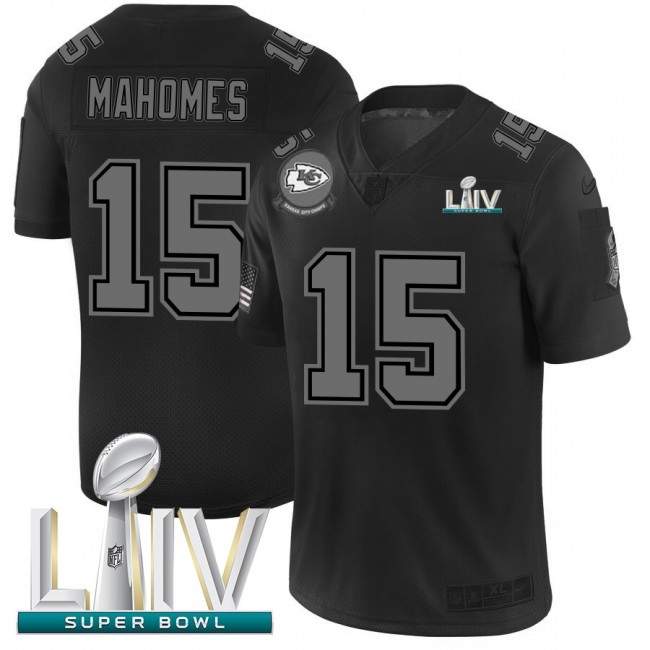 Kansas City Chiefs #15 Patrick Mahomes Men's Nike Black Super Bowl LIV 2020 2019 Salute to Service Limited Stitched NFL Jersey