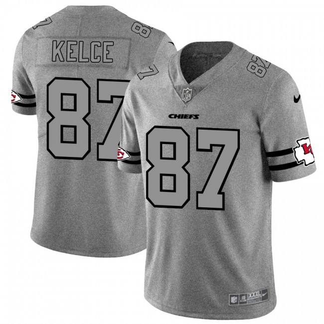 Kansas City Chiefs #87 Travis Kelce Men's Nike Gray Gridiron II Vapor Untouchable Limited NFL Jersey