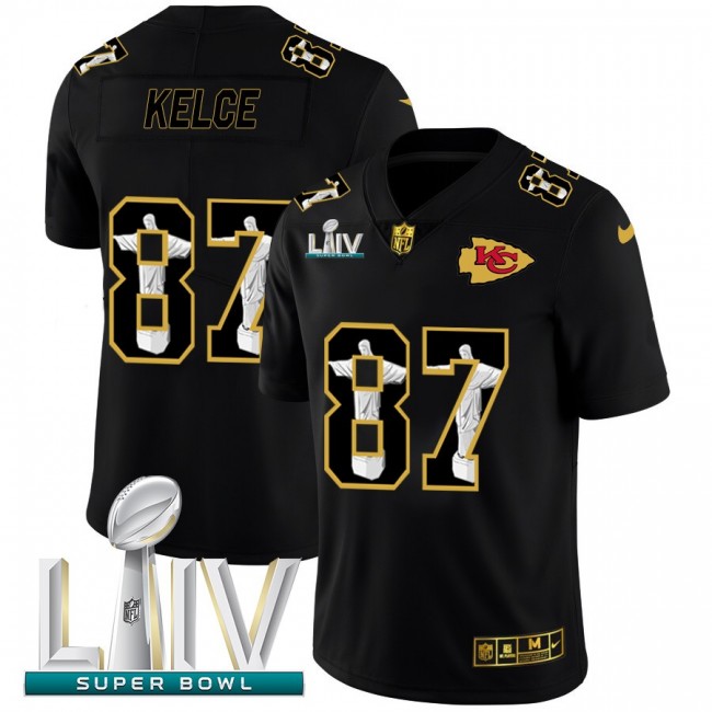 Kansas City Chiefs #87 Travis Kelce Nike Carbon Black Super Bowl LIV 2020 Vapor Cristo Redentor Limited NFL Jersey