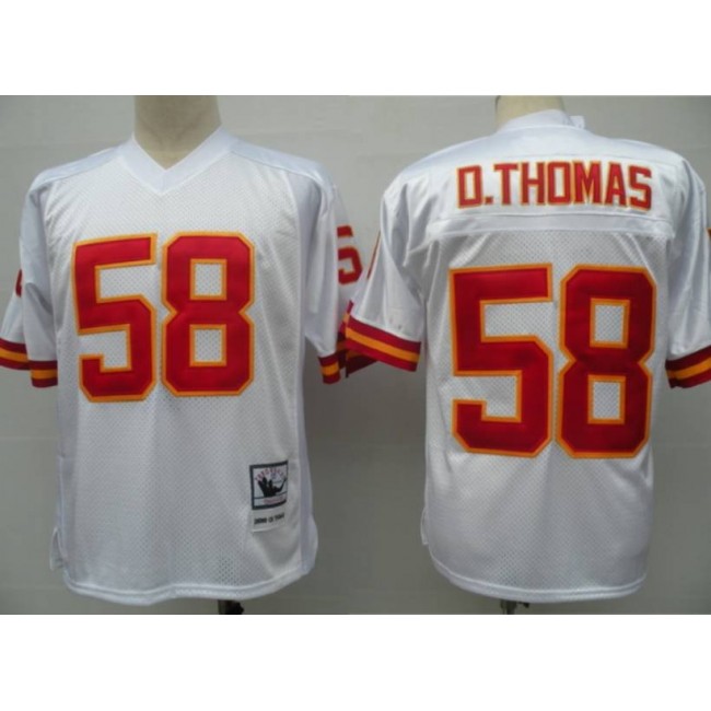 Mitchell And Ness Chiefs #58 Derrick Thomas White Throwback Stitched NFL Jersey