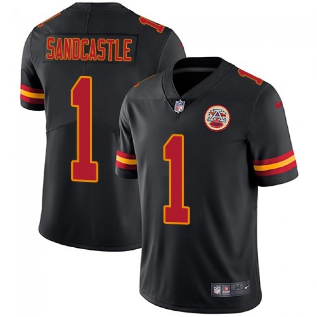 Nike Chiefs #1 Leon Sandcastle Black Men's Stitched NFL Limited Rush Jersey