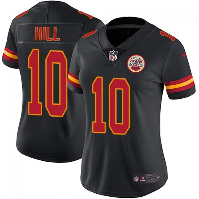 Women's Chiefs #10 Tyreek Hill Black Stitched NFL Limited Rush Jersey
