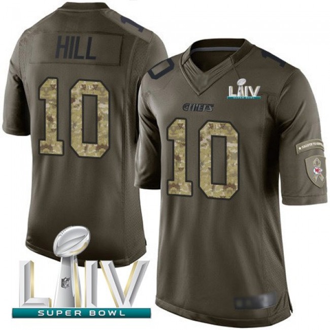 Nike Chiefs #10 Tyreek Hill Green Super Bowl LIV 2020 Men's Stitched NFL Limited 2015 Salute to Service Jersey
