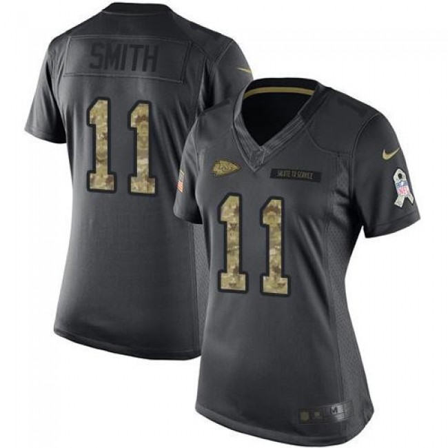Women's Chiefs #11 Alex Smith Black Stitched NFL Limited 2016 Salute to Service Jersey