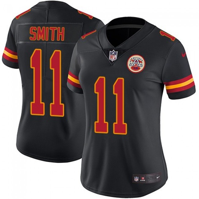 Women's Chiefs #11 Alex Smith Black Stitched NFL Limited Rush Jersey