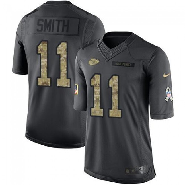 Kansas City Chiefs #11 Alex Smith Black Youth Stitched NFL Limited 2016 Salute to Service Jersey