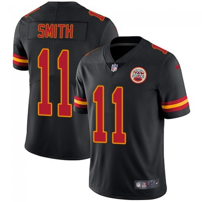 Kansas City Chiefs #11 Alex Smith Black Youth Stitched NFL Limited Rush Jersey