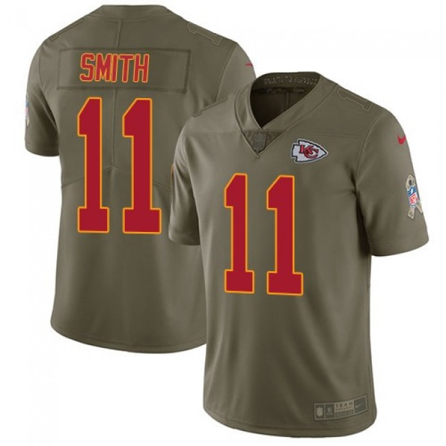 Kansas City Chiefs #11 Alex Smith Olive Youth Stitched NFL Limited 2017 Salute to Service Jersey
