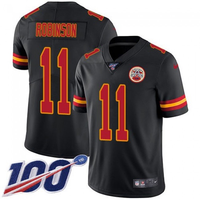 Nike Chiefs #11 Demarcus Robinson Black Men's Stitched NFL Limited Rush 100th Season Jersey