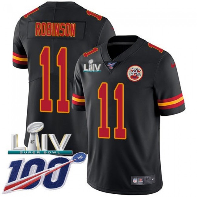 Nike Chiefs #11 Demarcus Robinson Black Super Bowl LIV 2020 Men's Stitched NFL Limited Rush 100th Season Jersey