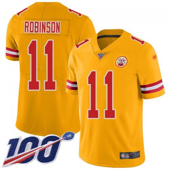 Nike Chiefs #11 Demarcus Robinson Gold Men's Stitched NFL Limited Inverted Legend 100th Season Jersey