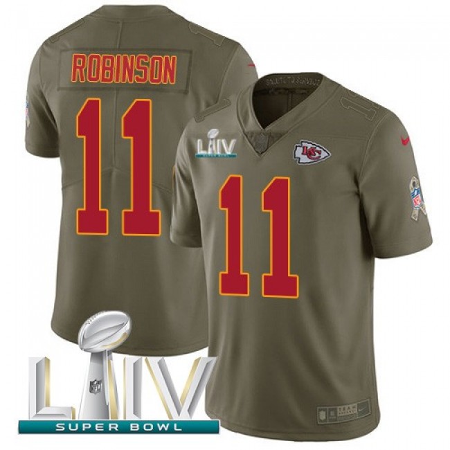 Nike Chiefs #11 Demarcus Robinson Olive Super Bowl LIV 2020 Men's Stitched NFL Limited 2017 Salute To Service Jersey