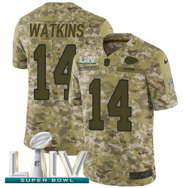 Nike Chiefs #14 Sammy Watkins Camo Super Bowl LIV 2020 Men's Stitched NFL Limited 2018 Salute To Service Jersey