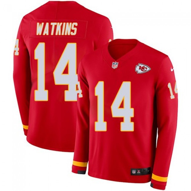 Nike Chiefs #14 Sammy Watkins Red Team Color Men's Stitched NFL Limited Therma Long Sleeve Jersey