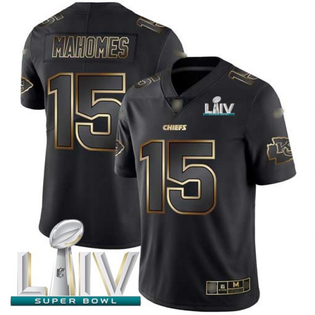 Nike Chiefs #15 Patrick Mahomes Black/Gold Super Bowl LIV 2020 Men's Stitched NFL Vapor Untouchable Limited Jersey