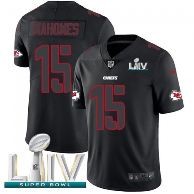 Nike Chiefs #15 Patrick Mahomes Black Super Bowl LIV 2020 Men's Stitched NFL Limited Rush Impact Jersey