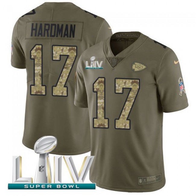 Nike Chiefs #17 Mecole Hardman Olive/Camo Super Bowl LIV 2020 Men's Stitched NFL Limited 2017 Salute To Service Jersey