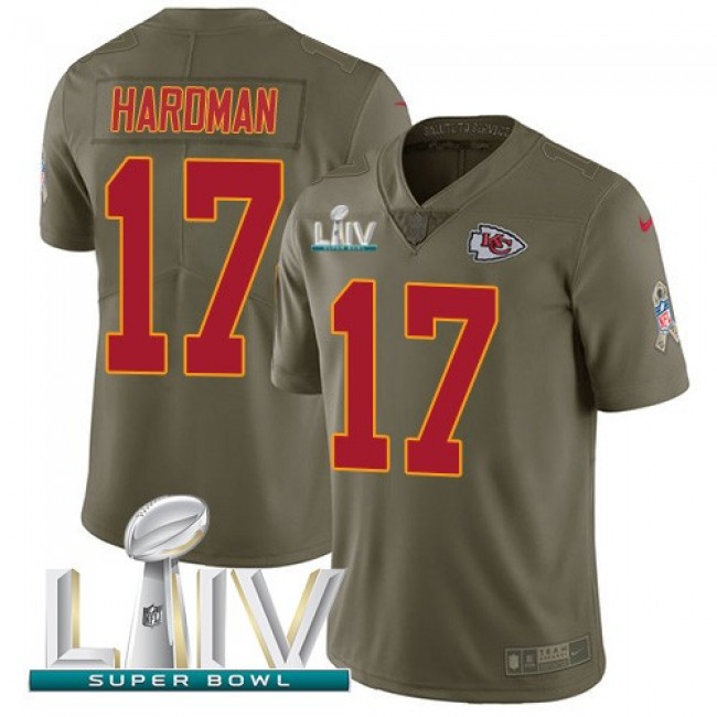 Nike Chiefs #17 Mecole Hardman Olive Super Bowl LIV 2020 Men's Stitched NFL Limited 2017 Salute To Service Jersey